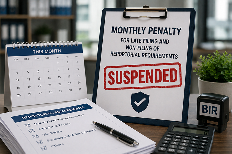 Suspension of the monthly penalty for late filing and non-filing of reportorial requirements