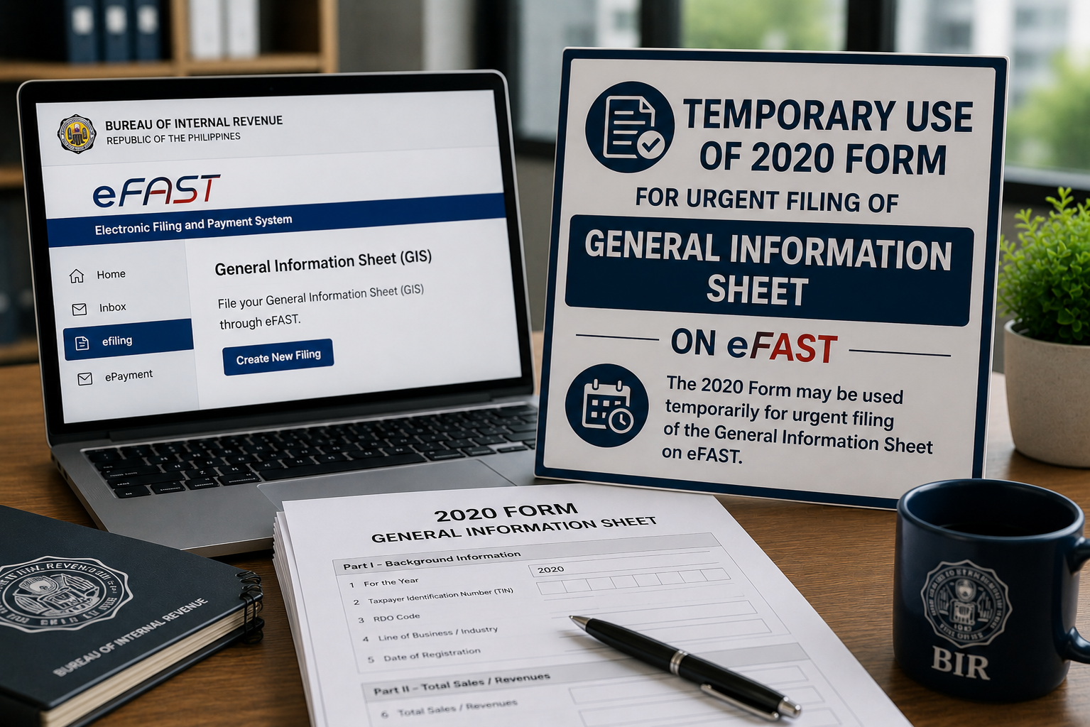 Temporary Use of 2020 Form for Urgent Filing of General Information Sheet on eFAST